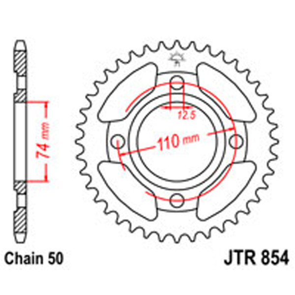JT JT Rear Sprockets R/W 854-43T YAM